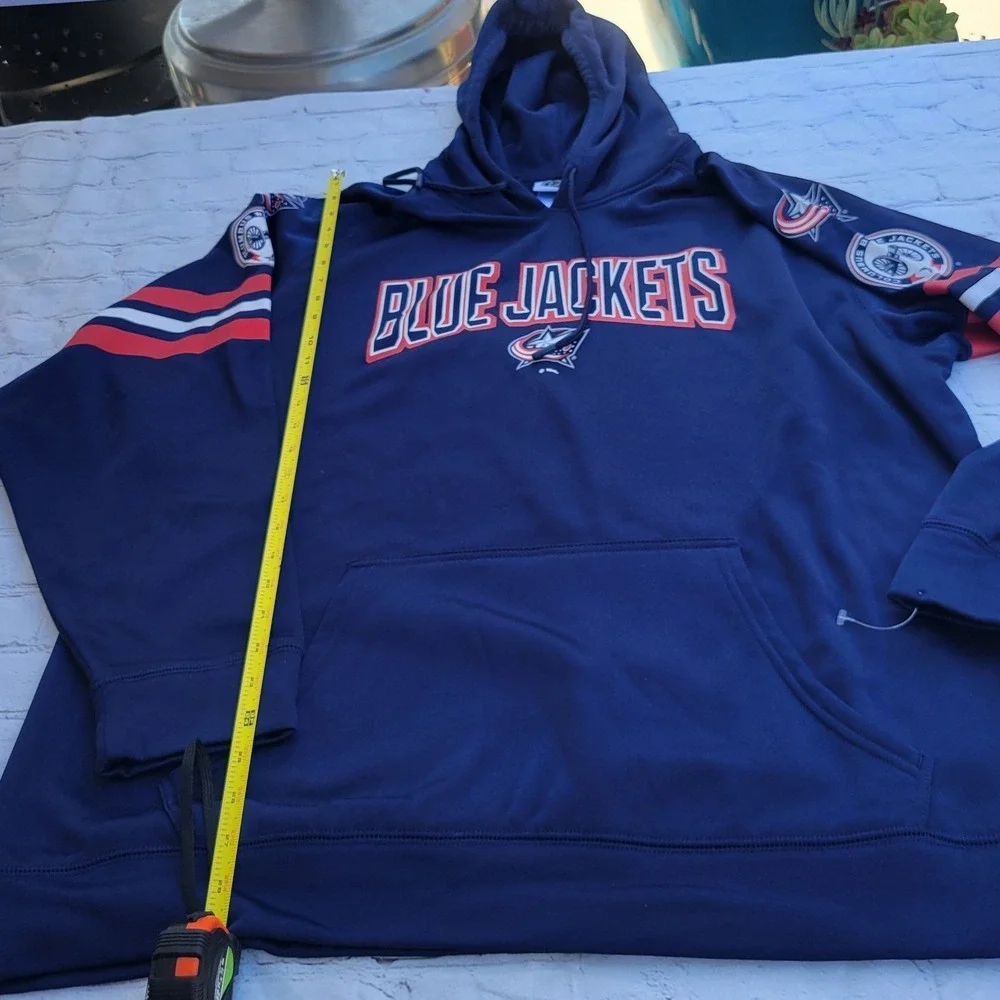 NHL Columbus Blue Jackets Mens Navy Blue Performance Hoodie Sweatshirt Large